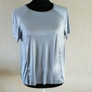Zara collection* silver shimmer hi/lo raw edge tee